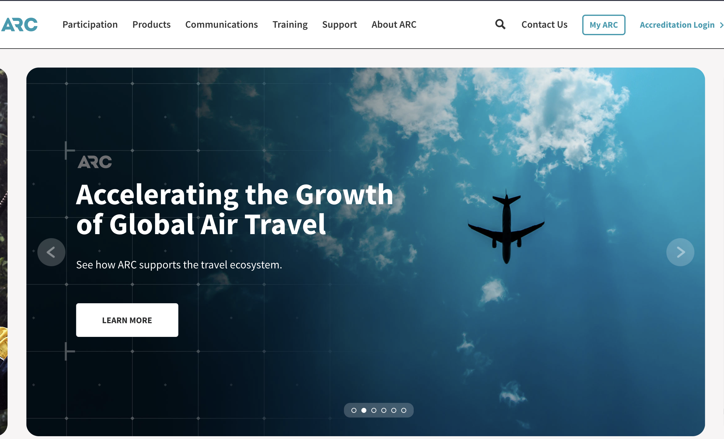 Website of Airlines Reporting Corporation