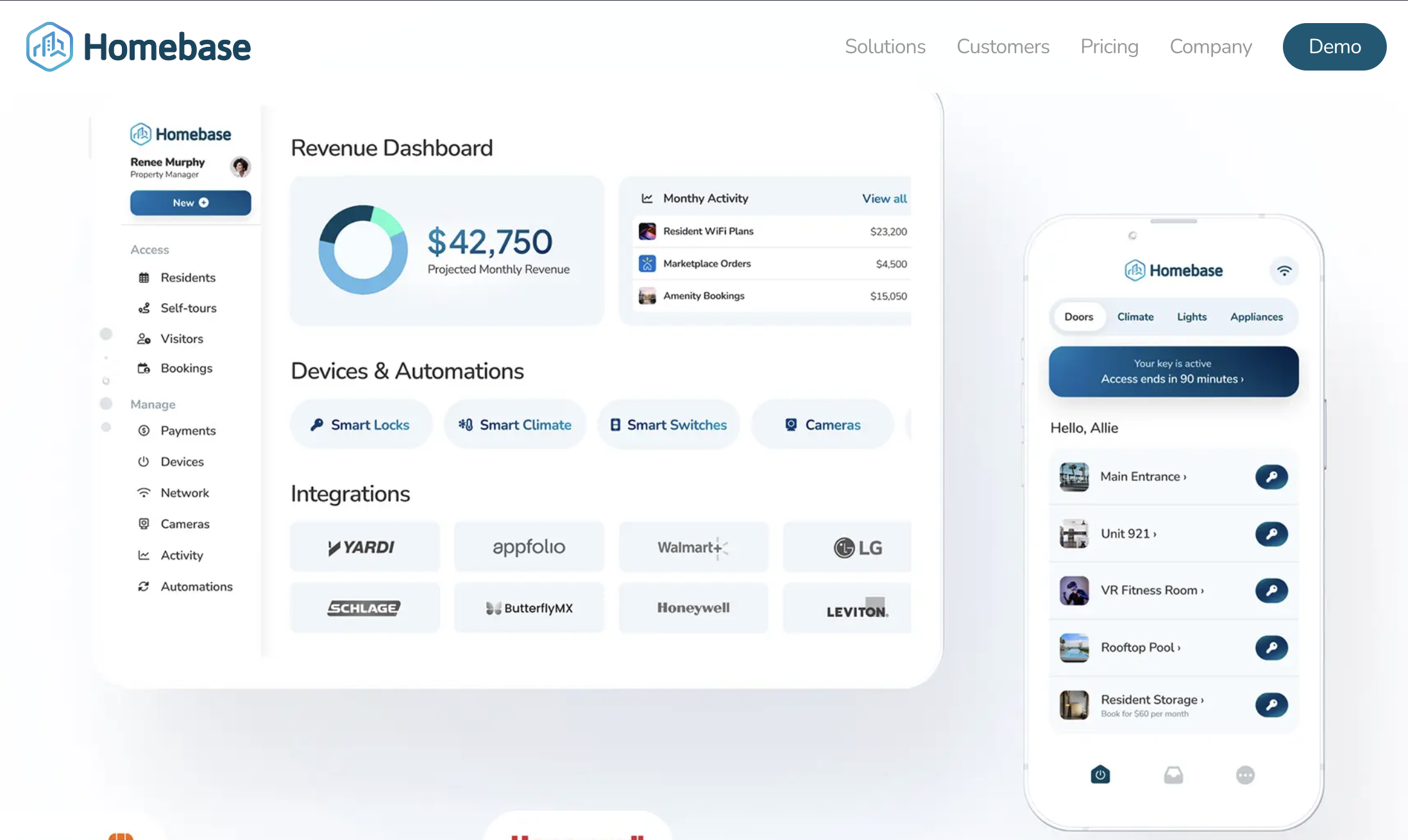 Dashboard sample of Homebase